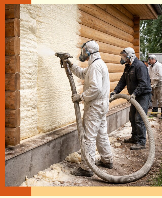 Утепление дома из бруса пенополиуретаном в Ростове