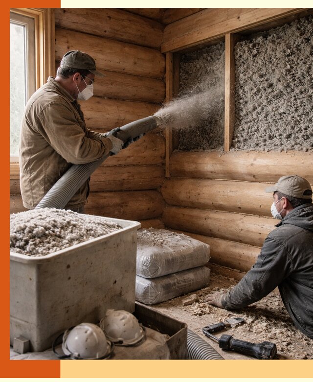 Утепление дома из бруса эковатой в Ростове