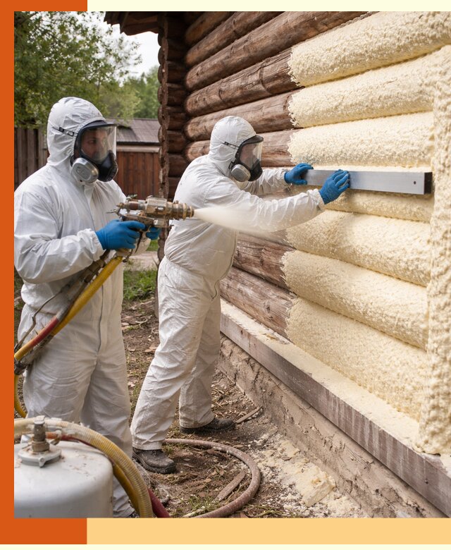 Утепление бревенчатого дома ППУ в Ростове эффективной изоляцией