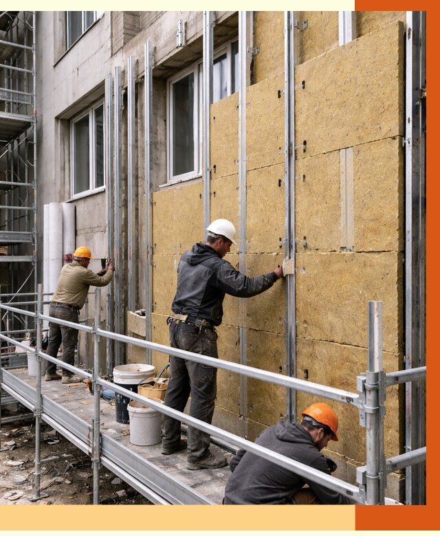 Утепление вентилируемого фасада в Ростове от 5747 руб/м2 — монтаж и утепление вентфасад | ТепломастерРсв