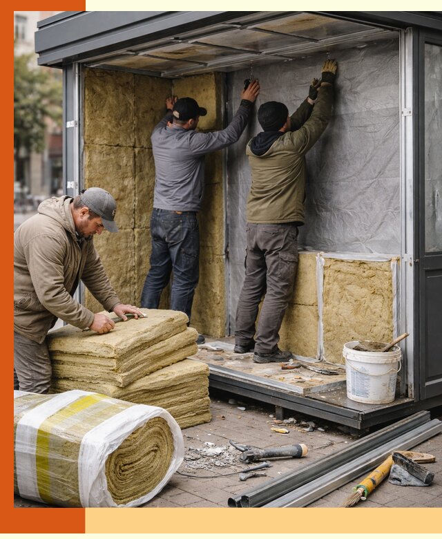 Утепление павильона шаурмы под ключ в Ростове