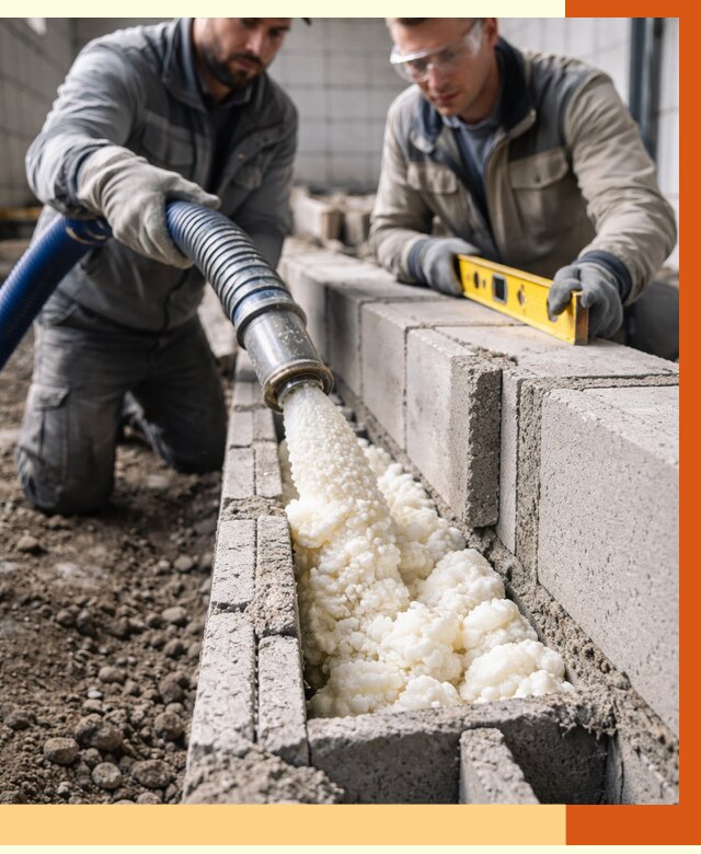 Заполнение колодцевой кладки ППУ в Ростове от 4310 руб. за м2 | ТепломастерРсв