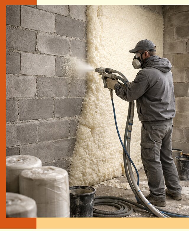 Утепление блочной стены ППУ в Ростове качественно и надёжно