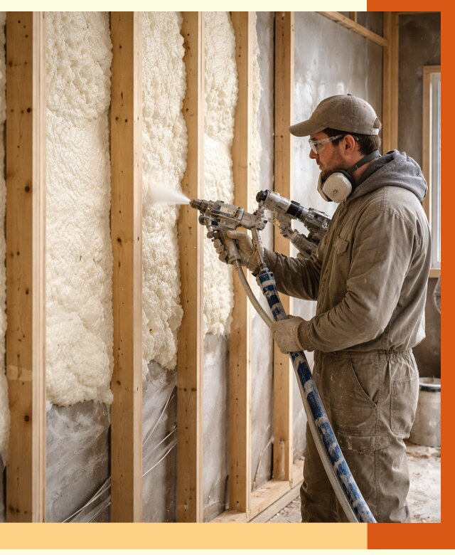 Утепление каркасной стены ППУ в Ростове от 4362 руб./м2 под ключ | ТепломастерРсв