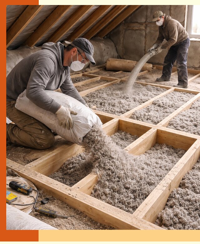 Заполнение полостей чердачного перекрытия в Ростове качественно и надёжно