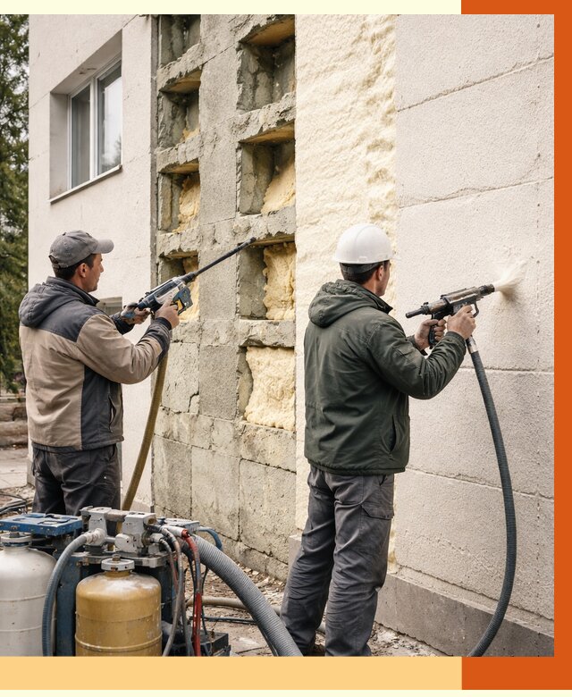 Заполнение пустот фасада в Ростове от 4618 руб. — утепление пустот облицовки | ТепломастерРсв