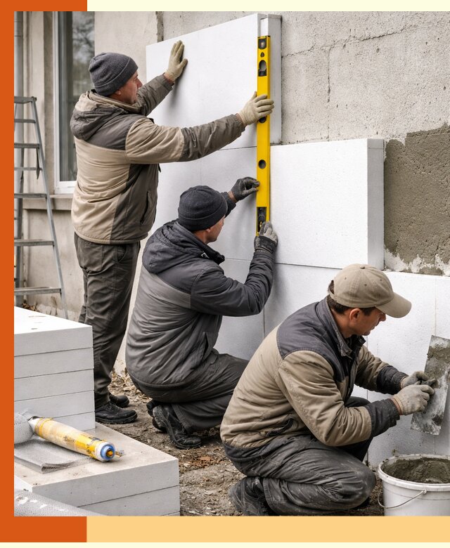 Утепление пенопластом наружных стен и фасадов в Ростове