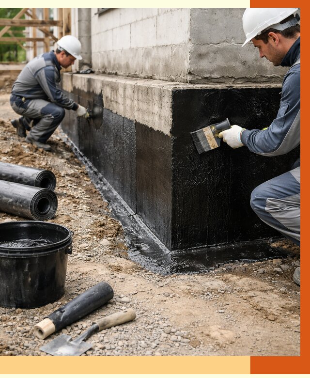 Гидроизоляция фундамента в Ростове от 1283 руб. — профессионально, под ключ | ТепломастерРсв