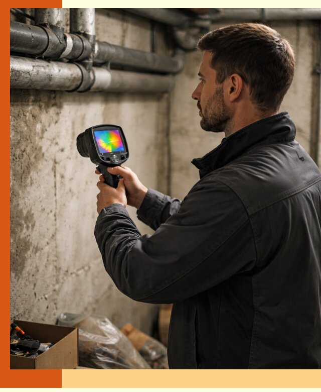 Тепловизионное обследование подвала в Ростове для поиска утечек тепла