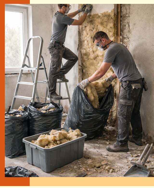 Демонтаж старого утеплителя и вывоз отходов в Ростове