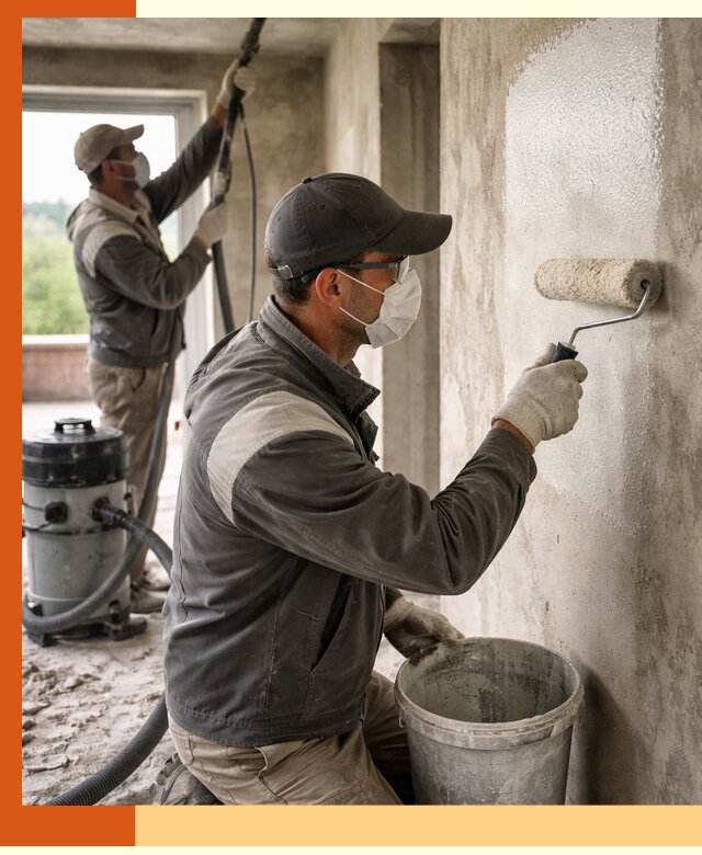 Подготовка поверхности под напыление утеплителя в Ростове